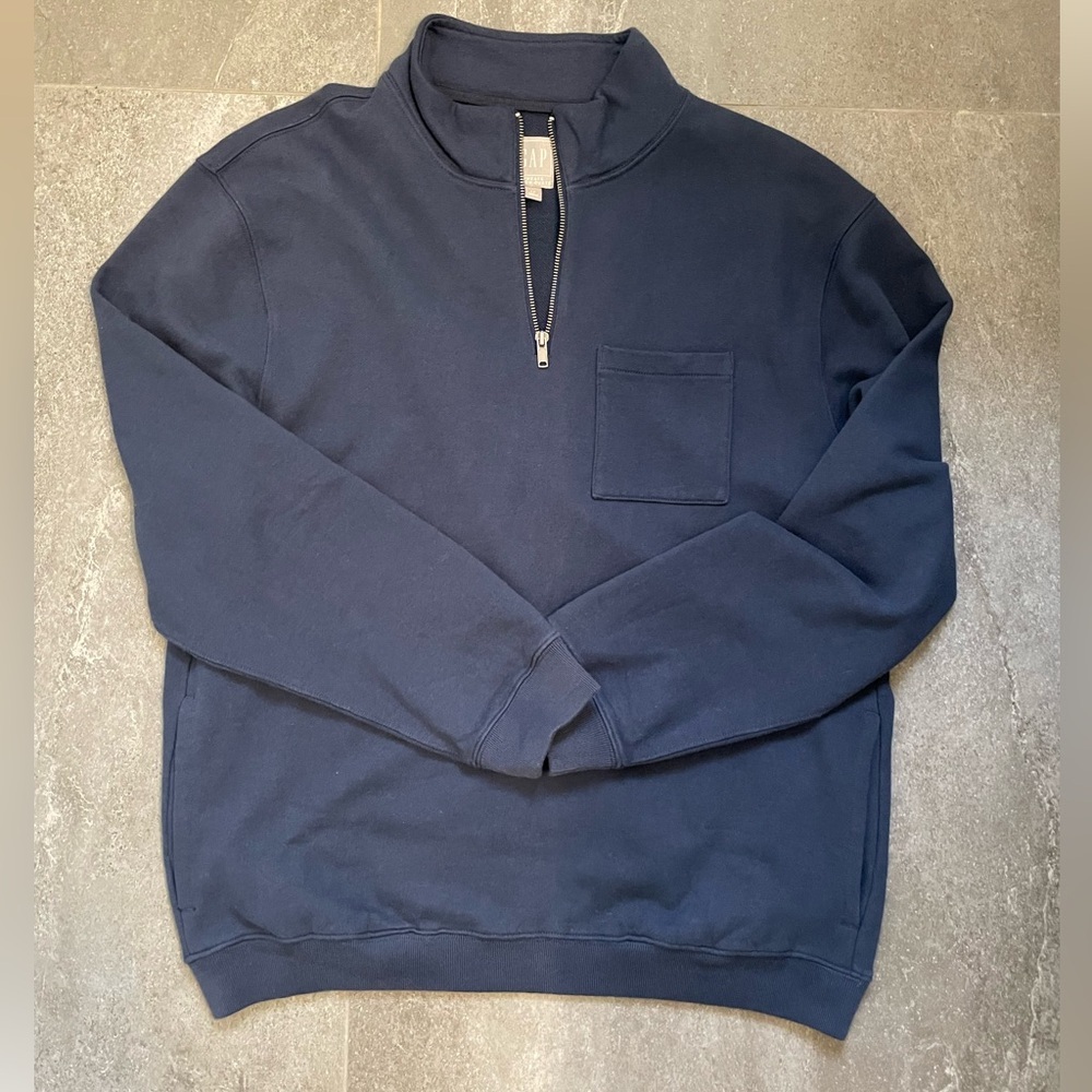GAP Men's Dark Blue 1/4 Zip-Up Sweater